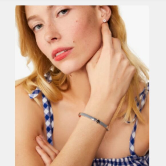 Women's Kate Spade New York Silver-Tone Spade Hinge Bangle Bracelet - Picture 3 of 4